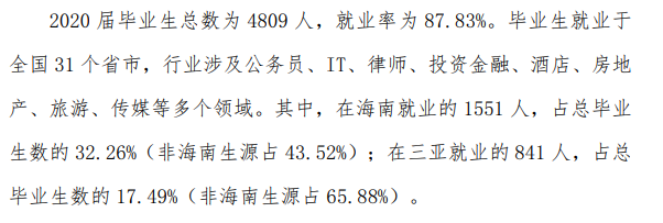 三亚学院就业率及就业前景怎么样（含2020-2021学年本科教学质量报告）